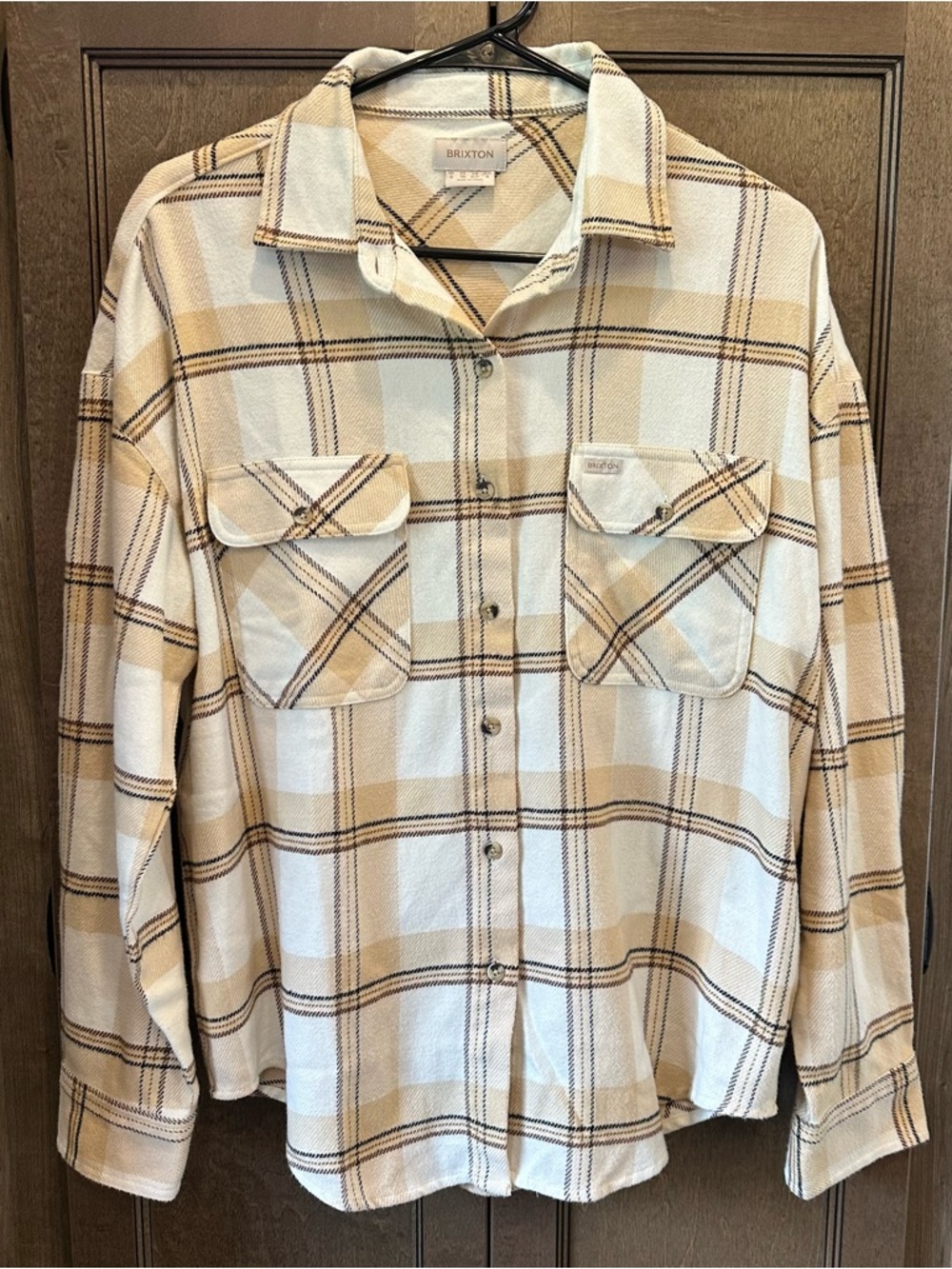 Brixton Bowery Classic Flannel - Off White/Semolina/Washed Copper Plaid Size Sma